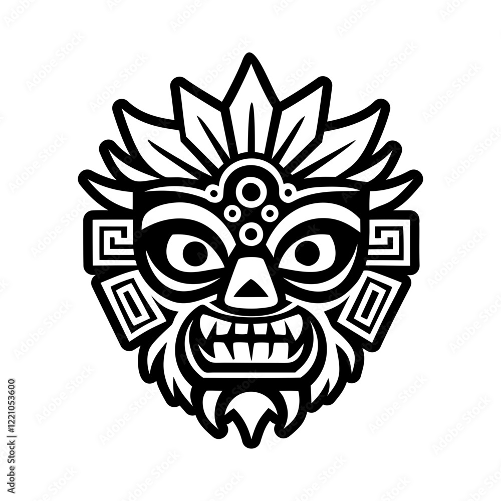 Fototapeta premium A glyph icon of an ancient mask