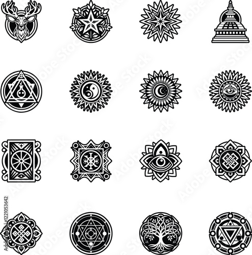 Collection of Mystic Tattoos Glyph Icons

