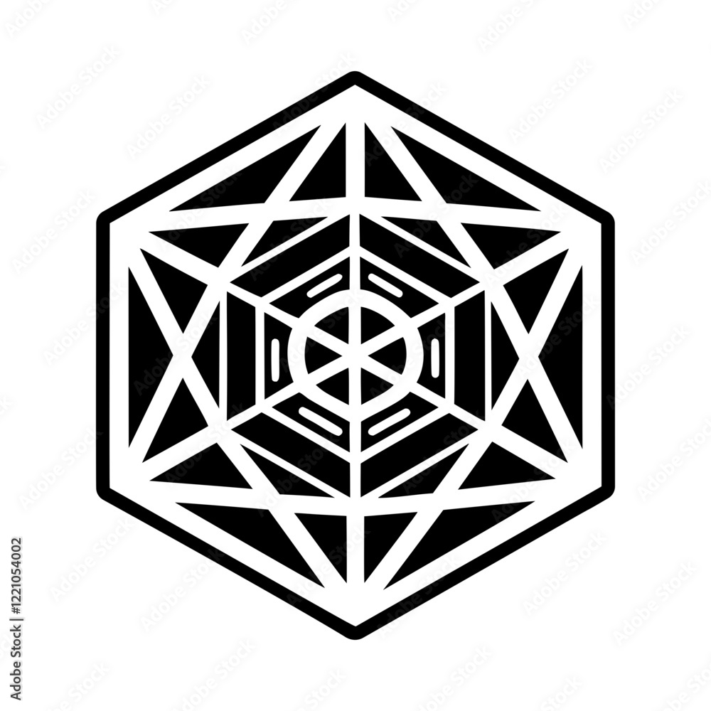 Cube metatron symbol icon in glyph style Cube metatron symbol icon in glyph style