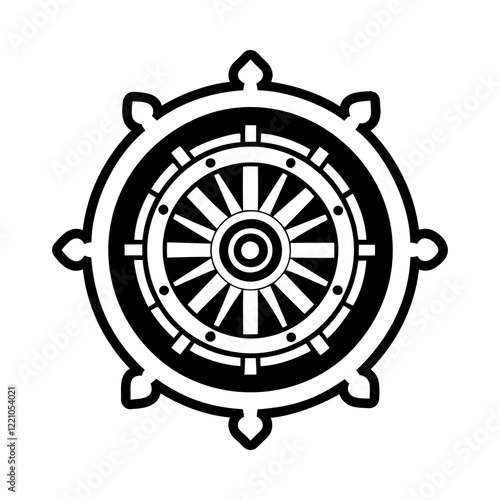 Dharma wheel symbol icon in glyph style