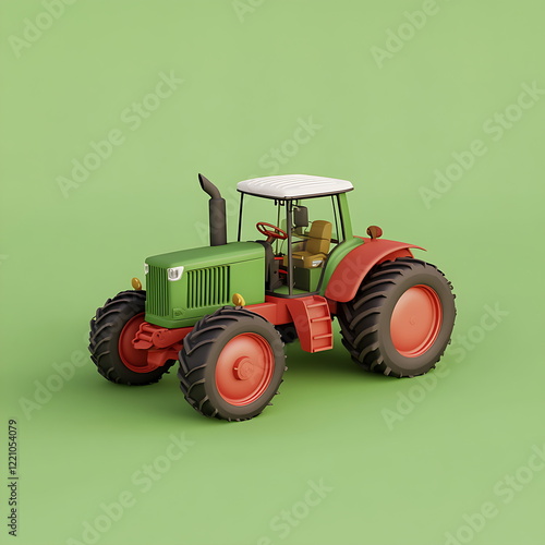 3d illustration of tractor isolated on minimalist background. generative ai
