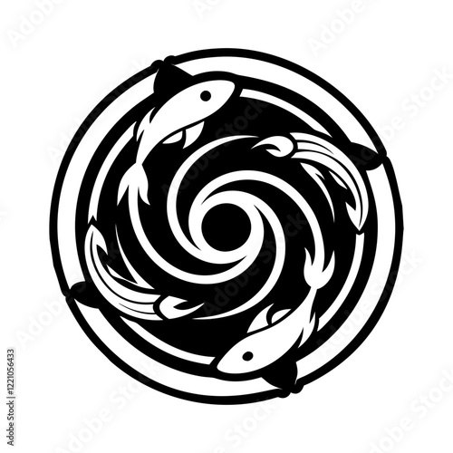 Pisces fish tattoo icon in glyph style