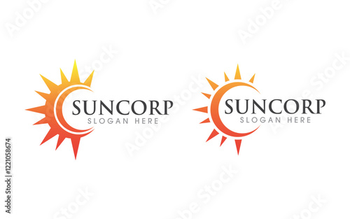 Sun shine illustration Icon Logo Template design