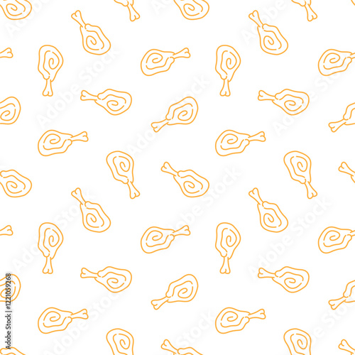 fried chicken seamless pattern background. doodle fried chicken pattern background. Fried chicken doodle pattern. fast food background. Chicken leg pattern. Chicken wings pattern. burger pattern.