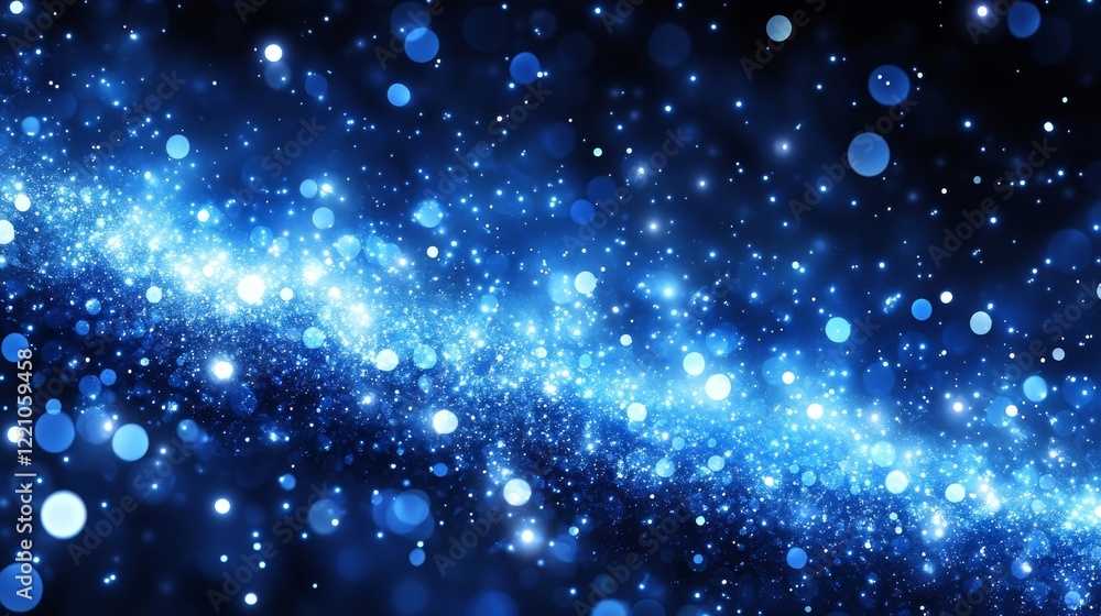 Obraz premium Abstract Blue Sparkle Galaxy Background, Glittering Shimmering Starry Night Design