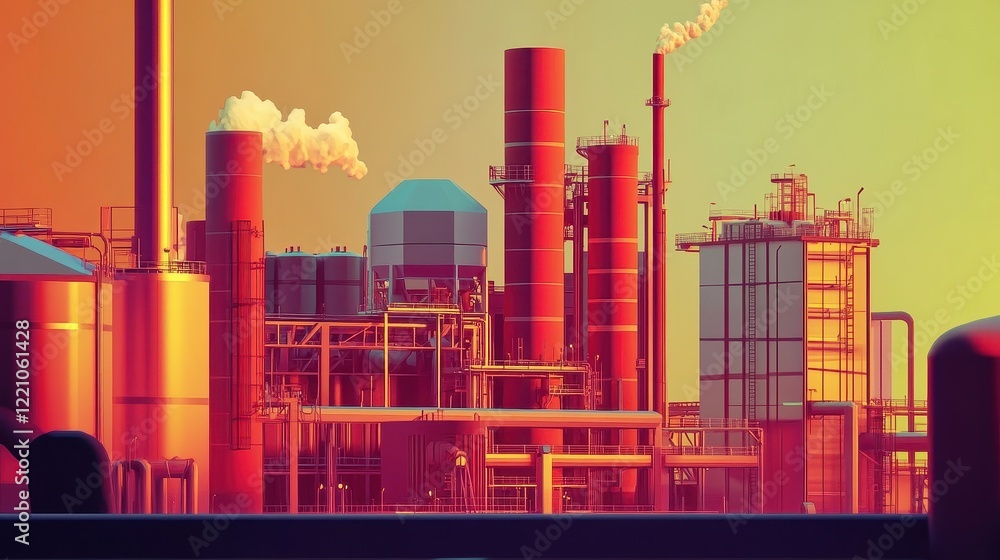 Obraz premium air quality flat design front view industrial factory theme animation vivid 