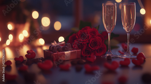 Romantic Valentine's Day: Elegant Table Setting for Love photo