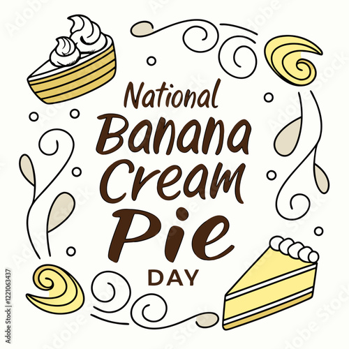 national banana cream pie day silhouette vector illustration