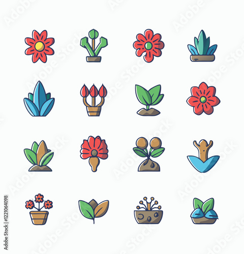 Plants vector icons symbol pack illustration creative concept