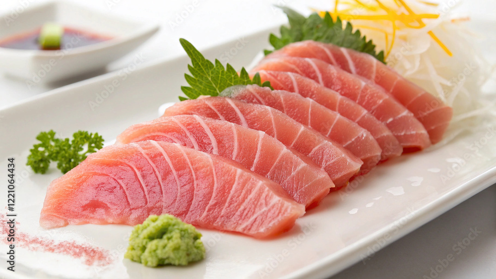 Salmon, Japanese food, sashimi on a white background Salmon, Japanese food, sashimi on a white background