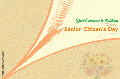 Your experience is matchless. Happy Senior Citizen’s Day. Banner, greeting card, poster, placard, design template. EPS 10.