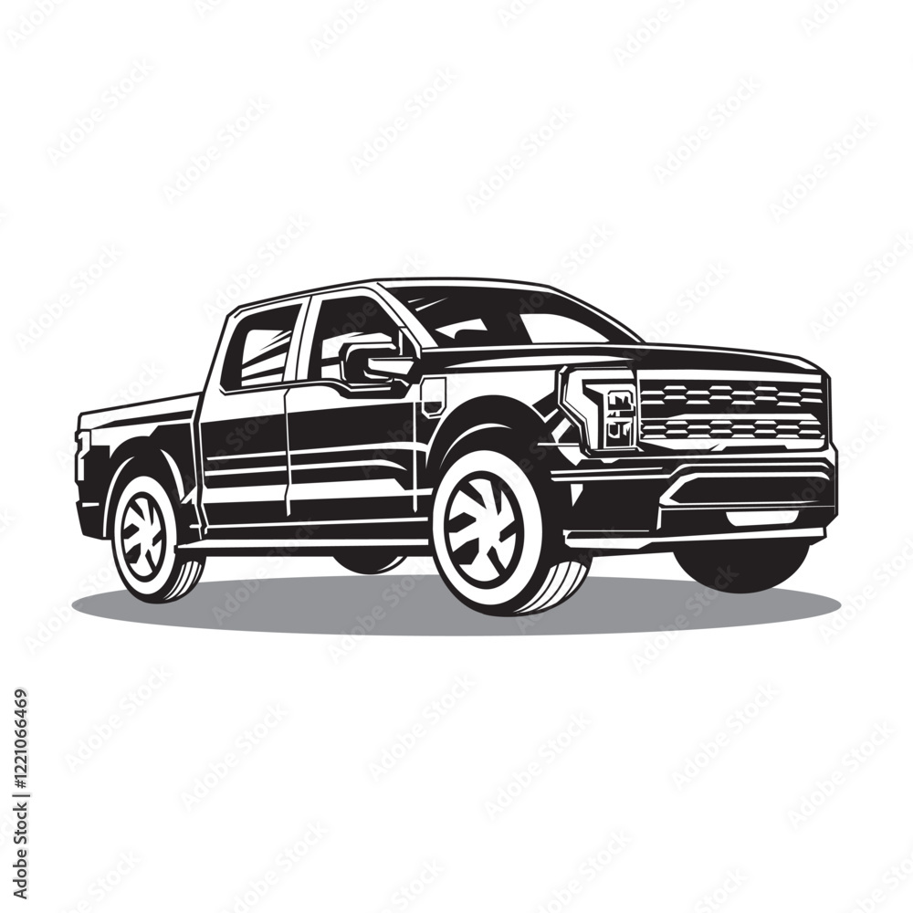 Fototapeta premium Vector Art Illustration Double Cabin Truck