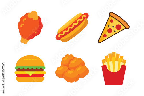 A Bundle of fast food Vector illustrations isolated icon