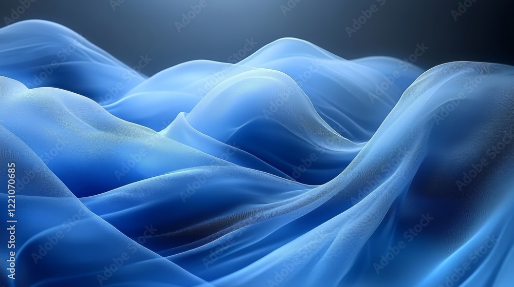 Fototapeta premium Abstract Blue Silk Drapery: Elegant and Serene Waves