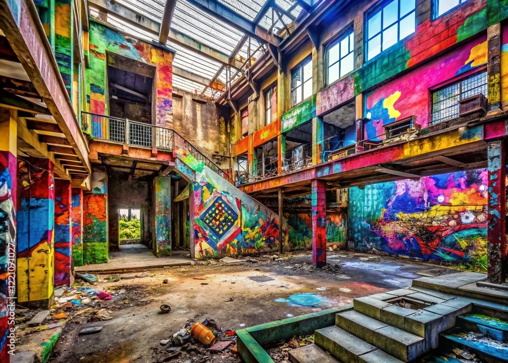 Naklejka premium Urban Exploration: Memphis Style 80s-90s Bright Geometric Patterns