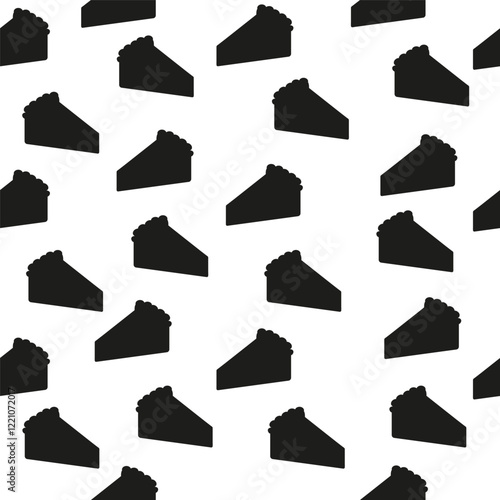 Seamless silhouette pattern of slices cakes hand drawn