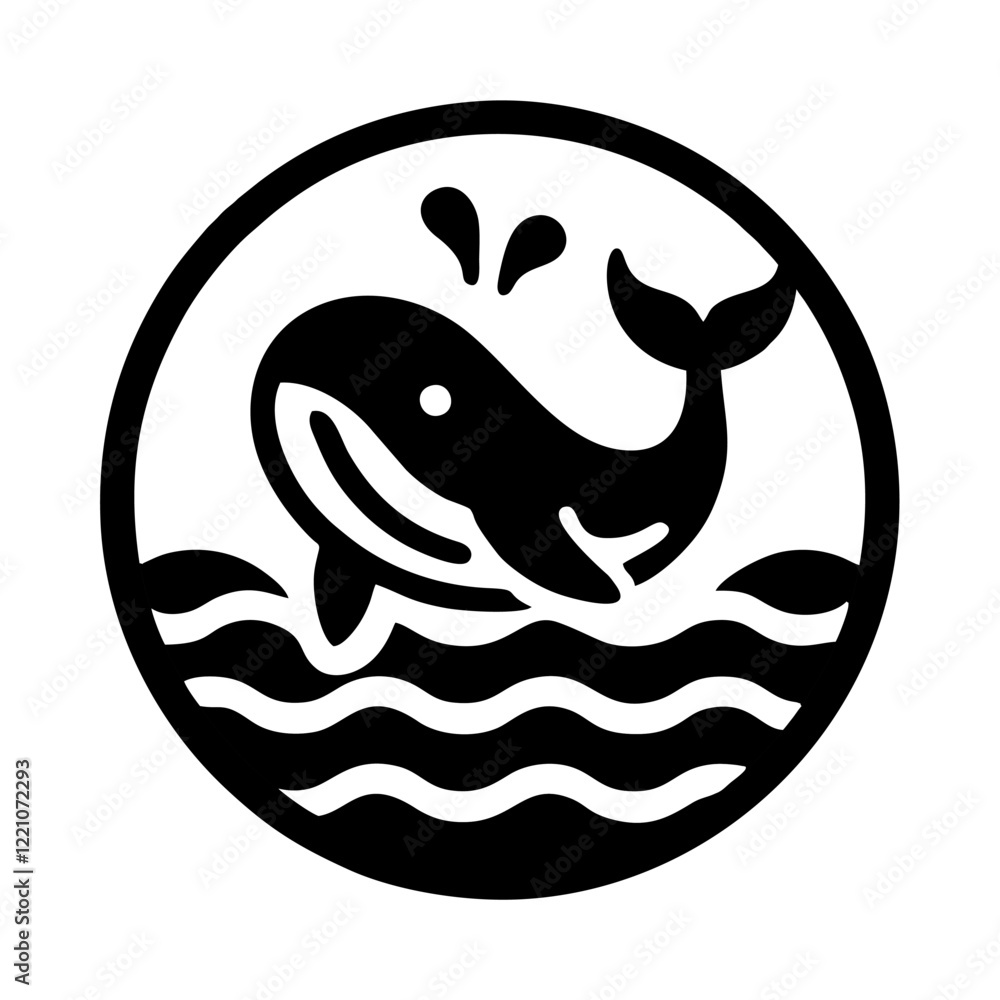 simple vector icon logo of a whale jumping in the water simple vector icon logo of a whale jumping in the water