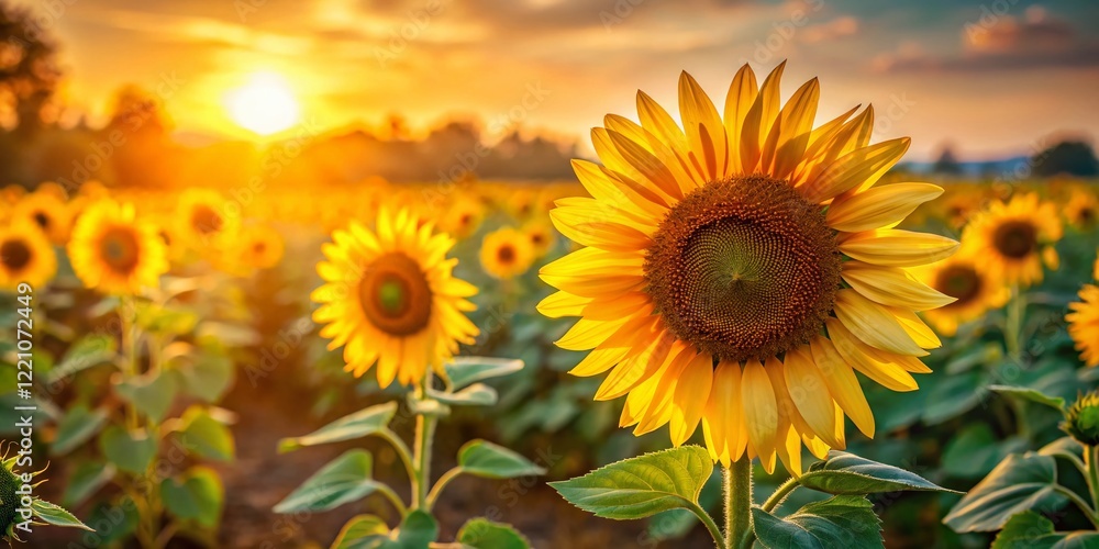 Vibrant Sunflower Garden with Blank Space for Text - Summer Nature Background Vibrant Sunflower Garden with Blank Space for Text - Summer Nature Background