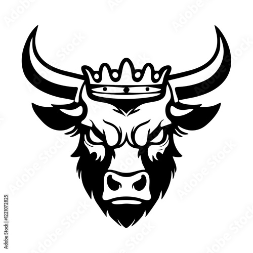 bull with crown on head mighty simple vector logo