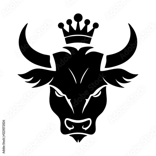 bull with crown on head mighty simple vector logo