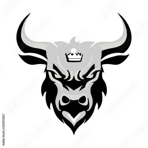 bull with crown on head mighty simple vector logo