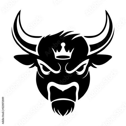 bull with crown on head mighty simple vector logo