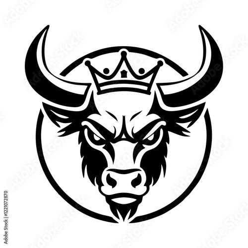 bull with crown on head mighty simple vector logo