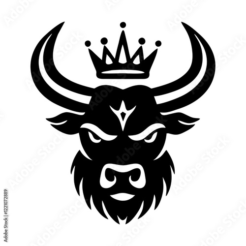 bull with crown on head mighty simple vector logo