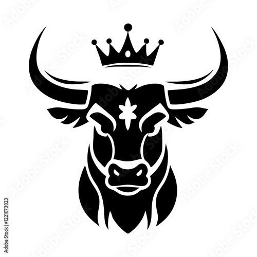 bull with crown on head mighty simple vector logo