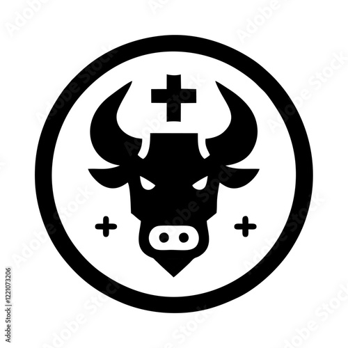bull with crown on head mighty simple vector logo