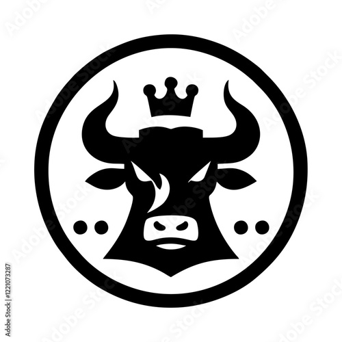 bull with crown on head mighty simple vector logo