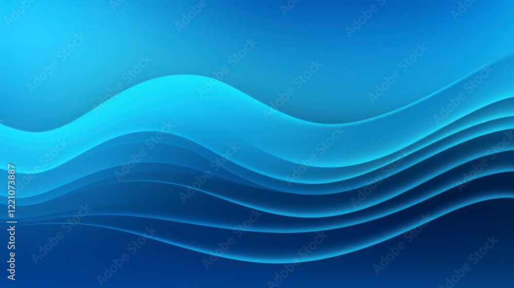 Fototapeta premium Flowing blue waves digital art abstract background soft textures visual depth serenity