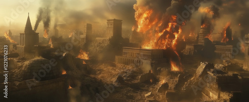 The Fall of Babylon: A Devastated City Ablaze with Lamenting Merchants in Revelation's Prophecy