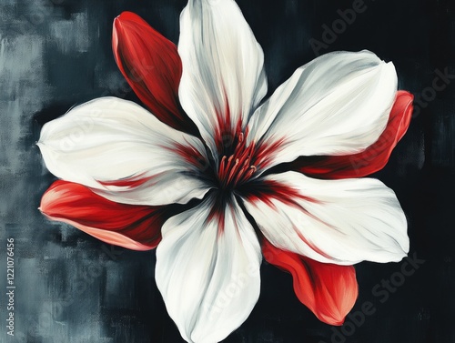 Red and White Flower Painting