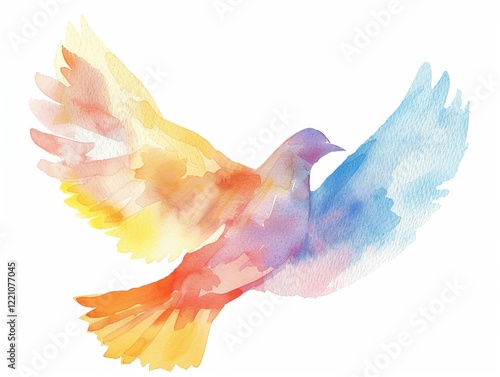 Clipart of a dove descending watercolor