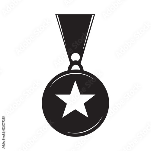 soviet army Star Medal Silhouette isolated Vector Illustration on White Background