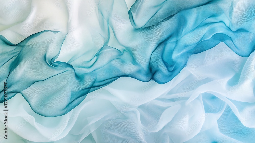 Obraz premium Abstract Teal and White Silk Fabric Drapery