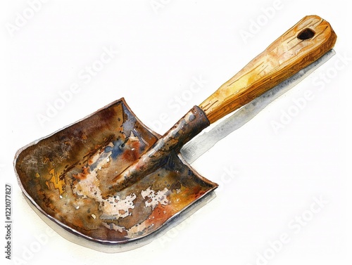 Clipart of a rustic garden shovel watercolor photo