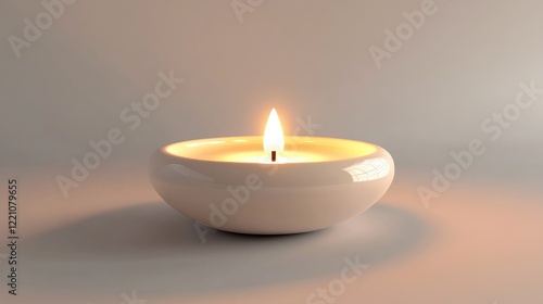 Wallpaper Mural A single glowing diya lamp on a pure white background, symbolizing Diwali celebrations or spiritual calmness. Torontodigital.ca