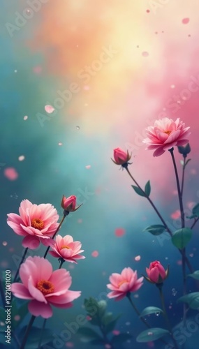 Subtle watercolor washes, blurred edges, soft focus, color, low saturation, canvas