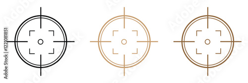 Target and aim icon set, crosshair, bullseye vector, precision, accuracy, and focus icon for aiming, archery, shooting, or navigation . 