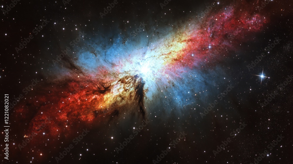 Fototapeta premium Cosmic Nebula Stellar Cloudscape Red Blue Hues