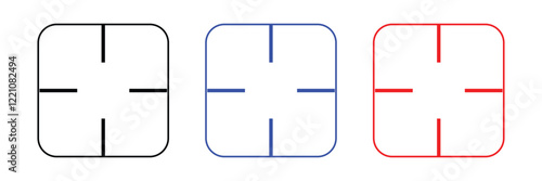Target and aim icon set, crosshair, bullseye vector, precision, accuracy, and focus icon for aiming, archery, shooting, or navigation . 