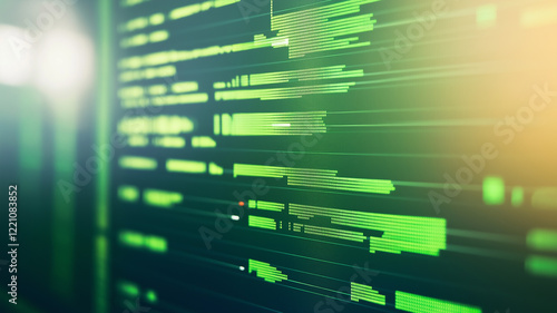 Abstract technology background. Chart and data on green screen.