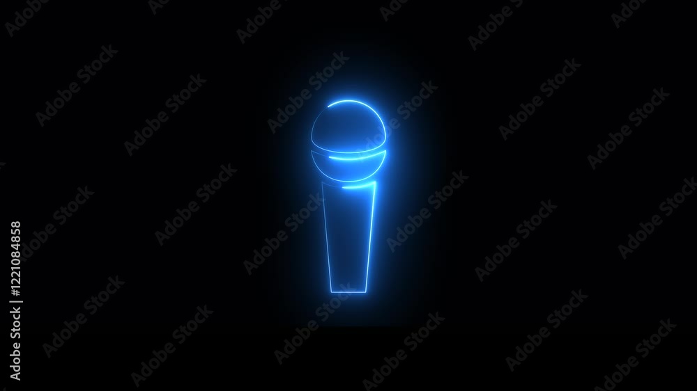 Glowing neon line Wireless microphone icon animation with blue color on black background. Glowing neon line Wireless microphone icon animation with blue color on black background.