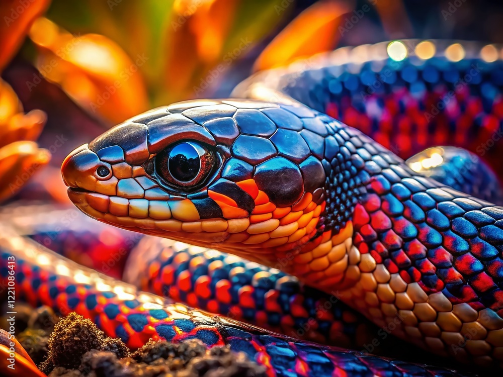 Fototapeta premium Western Mud Snake Macro Field Guide Portrait: Surreal Close-up Photography