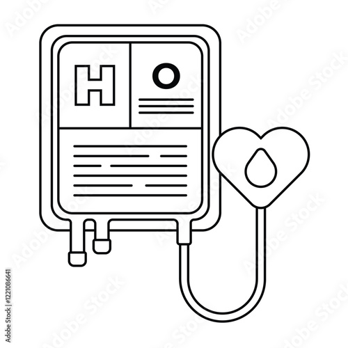 Blood Donation Type O Icon Line Art Only