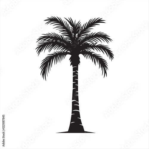 hand drawing Tropical Palm Tree Silhouette isolated Vector Design on White Background