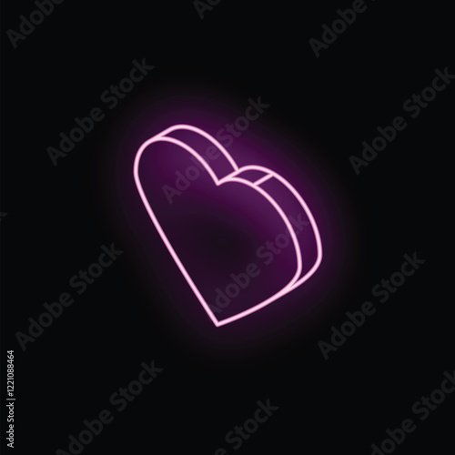 Neon heart shining in the dark bringing love and romance