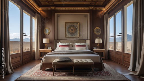 Luxury Bedroom Interior with Desert View photo